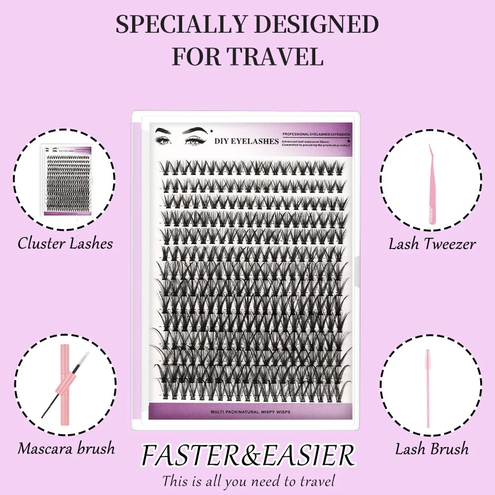 DIY Cluster Eyelash Extension Kit for Natural Wispy Look