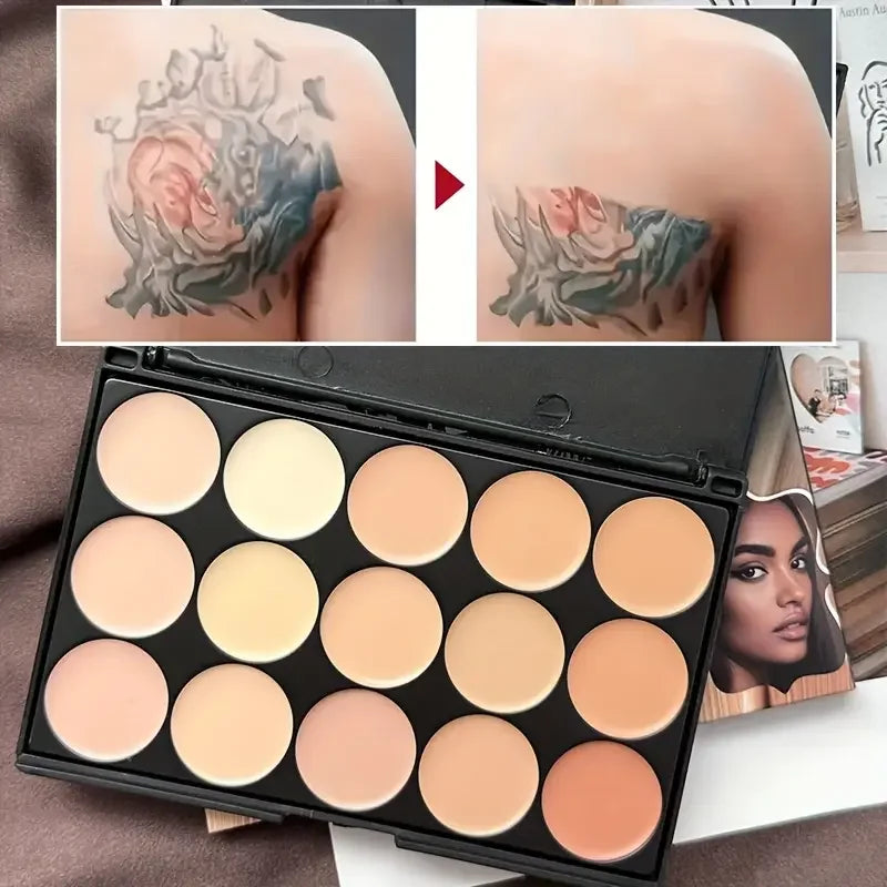 15-Color Professional Face Concealer Palette for Flawless Skin