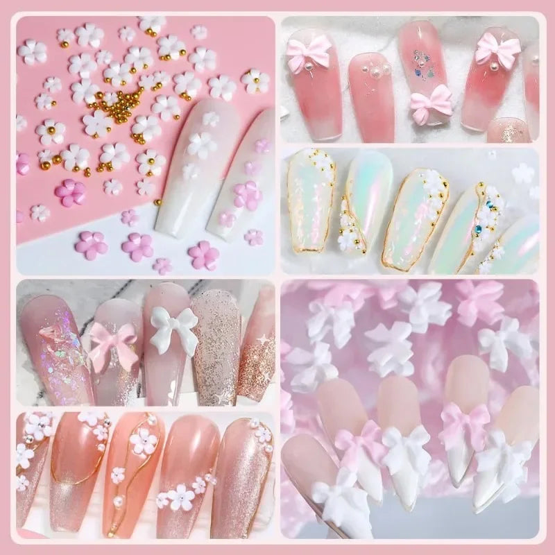 3D Bow and Flower Nail Art Decoration Set