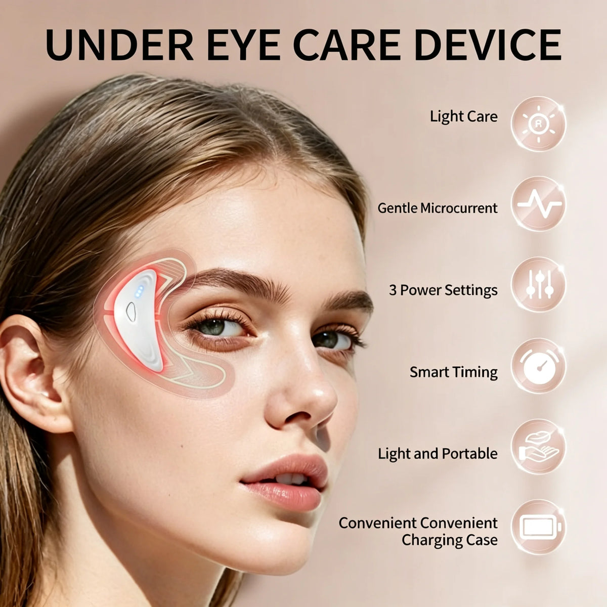 Red Light Microcurrent Under Eye Massager for Dark Circles