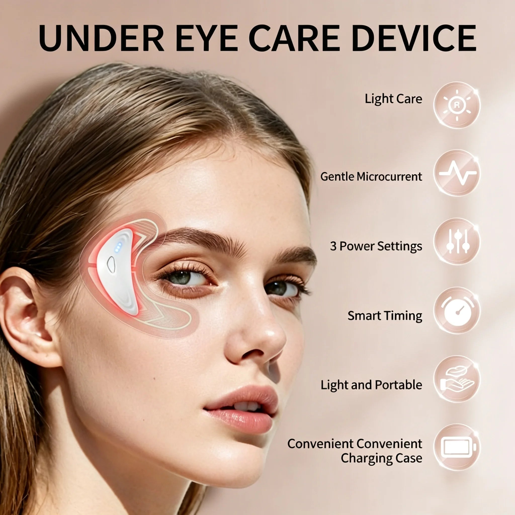Red Light Microcurrent Under Eye Massager for Dark Circles - 9