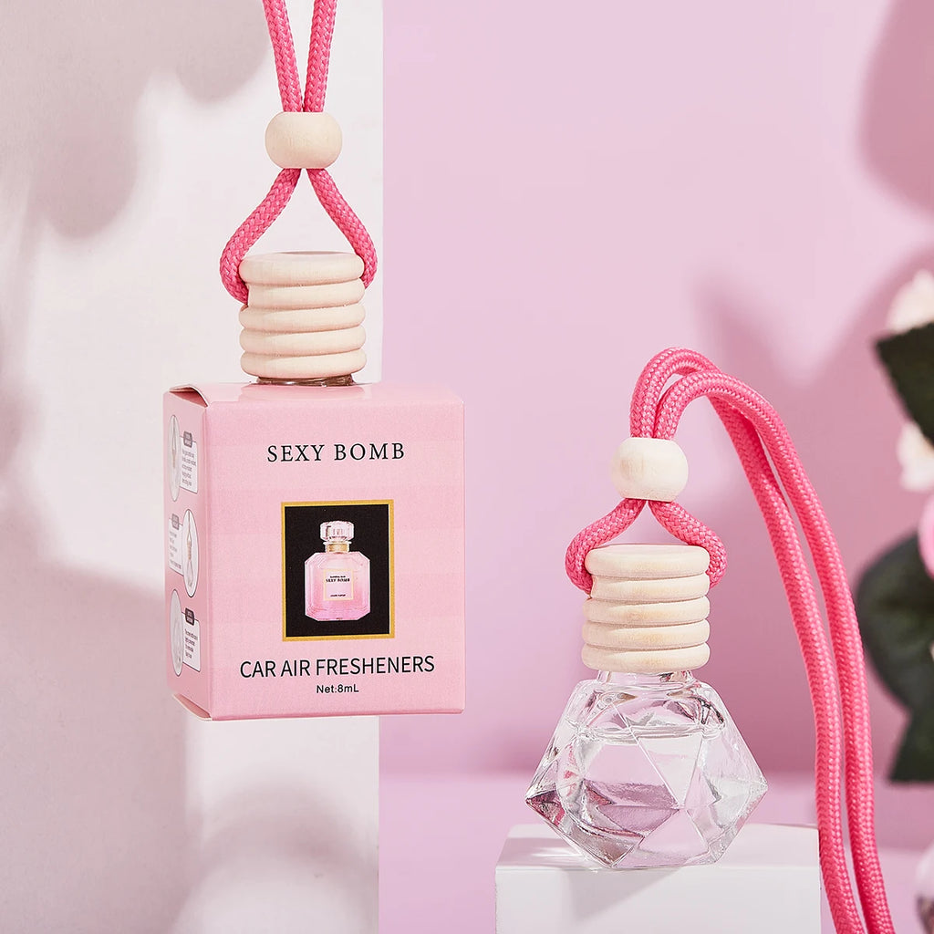 Pink Hanging Car Air Freshener Perfume Bottle