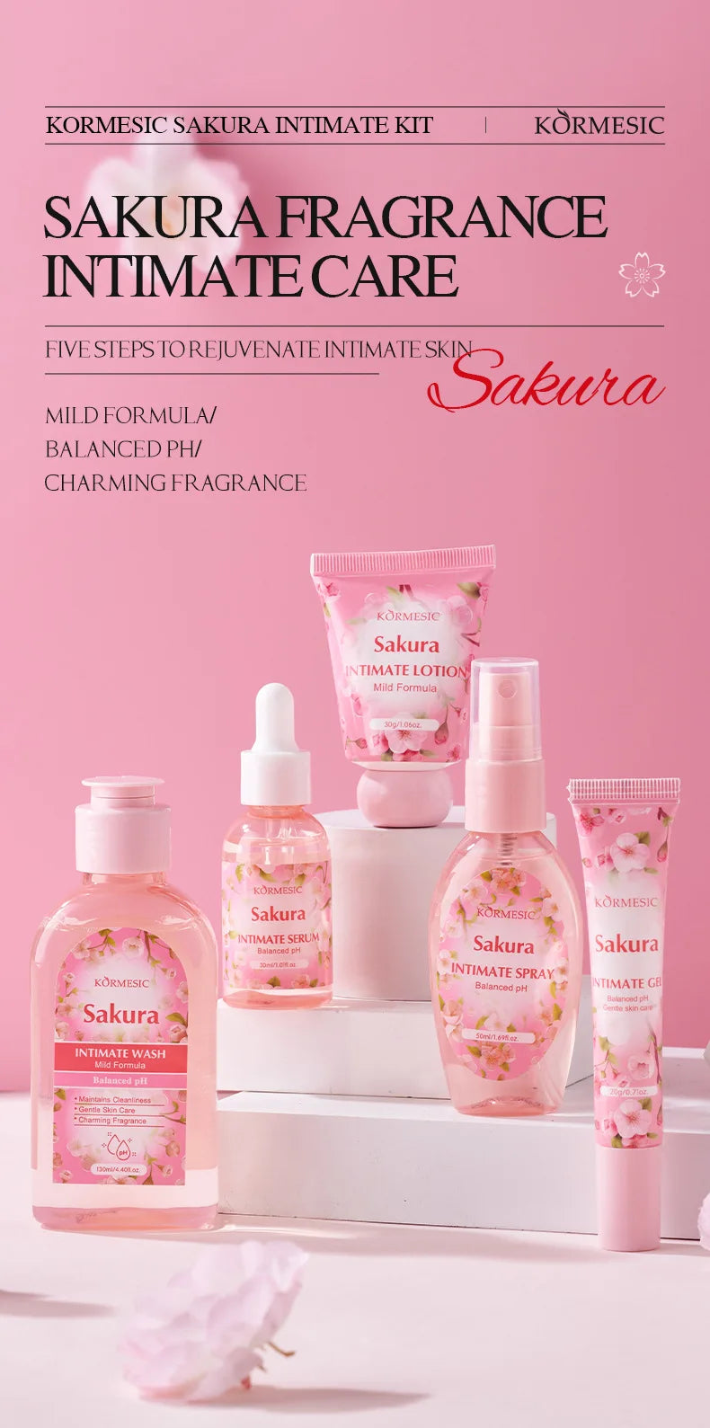 5-Piece Sakura Intimate Care and Hygiene Set