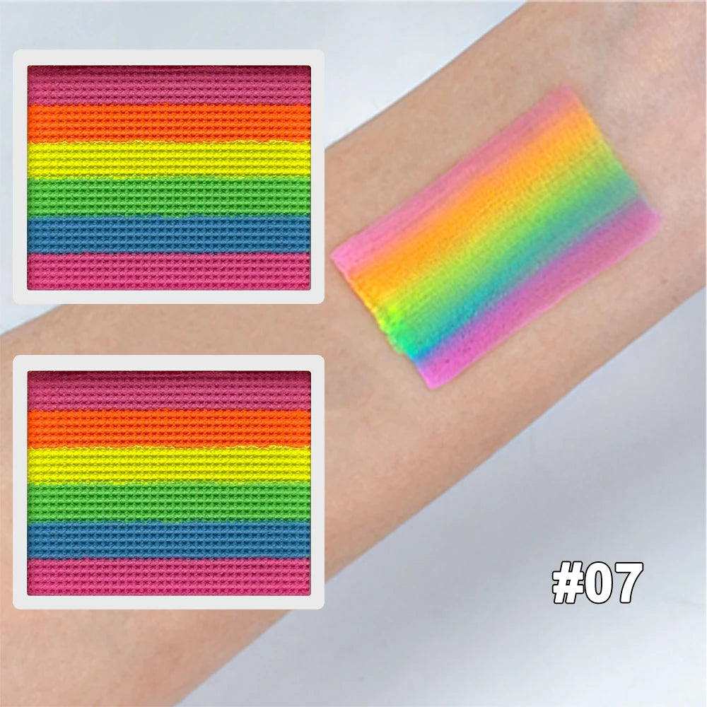 UV Glow-in-the-Dark Rainbow Face and Body Paint Set - 1