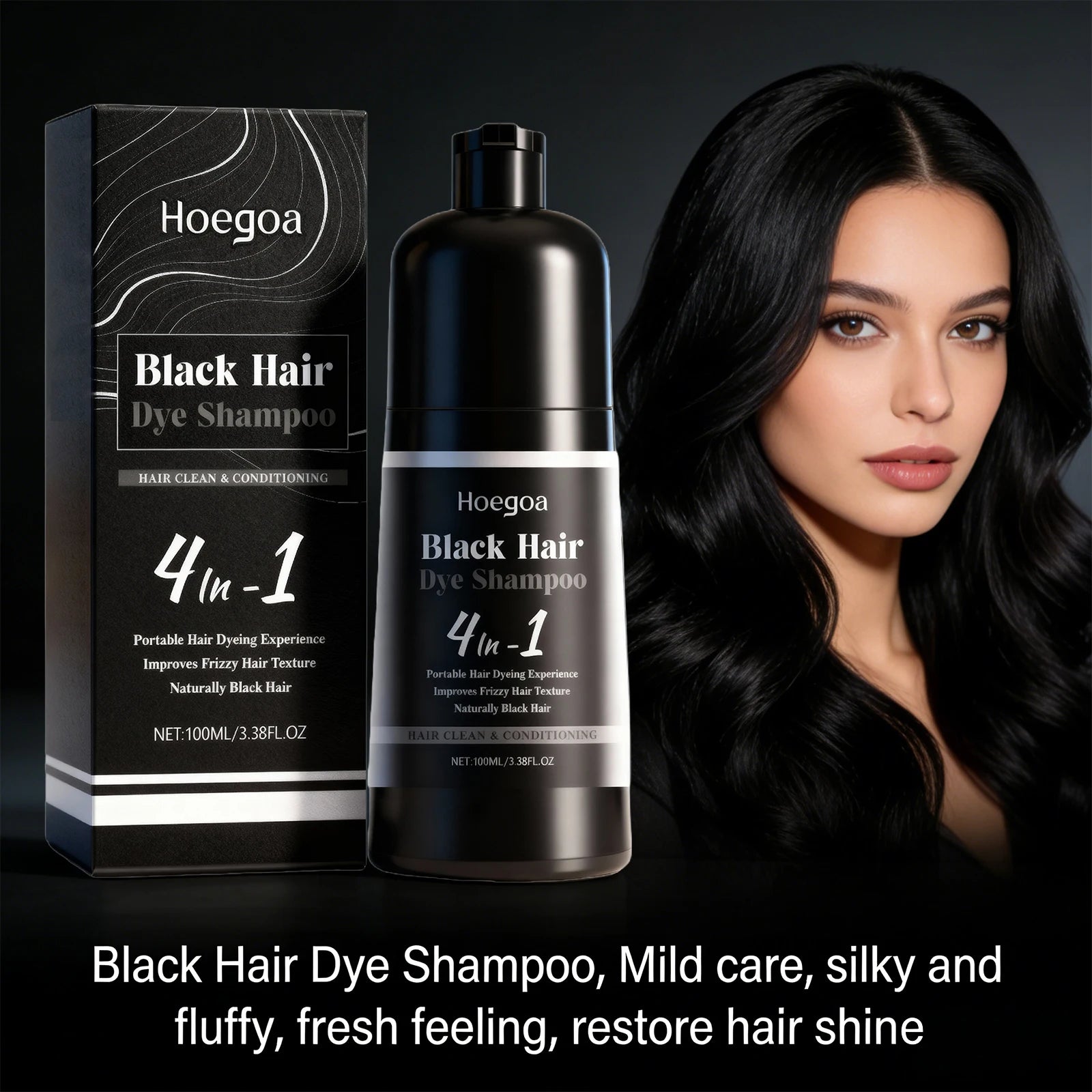 4-in-1 Instant Black Hair Dye and Nourishing Shampoo - 2