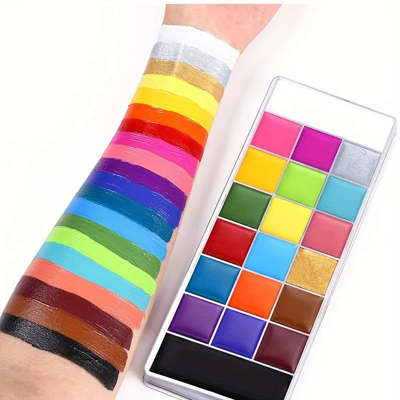 20-Color Professional Face and Body Paint Palette with Brushes
