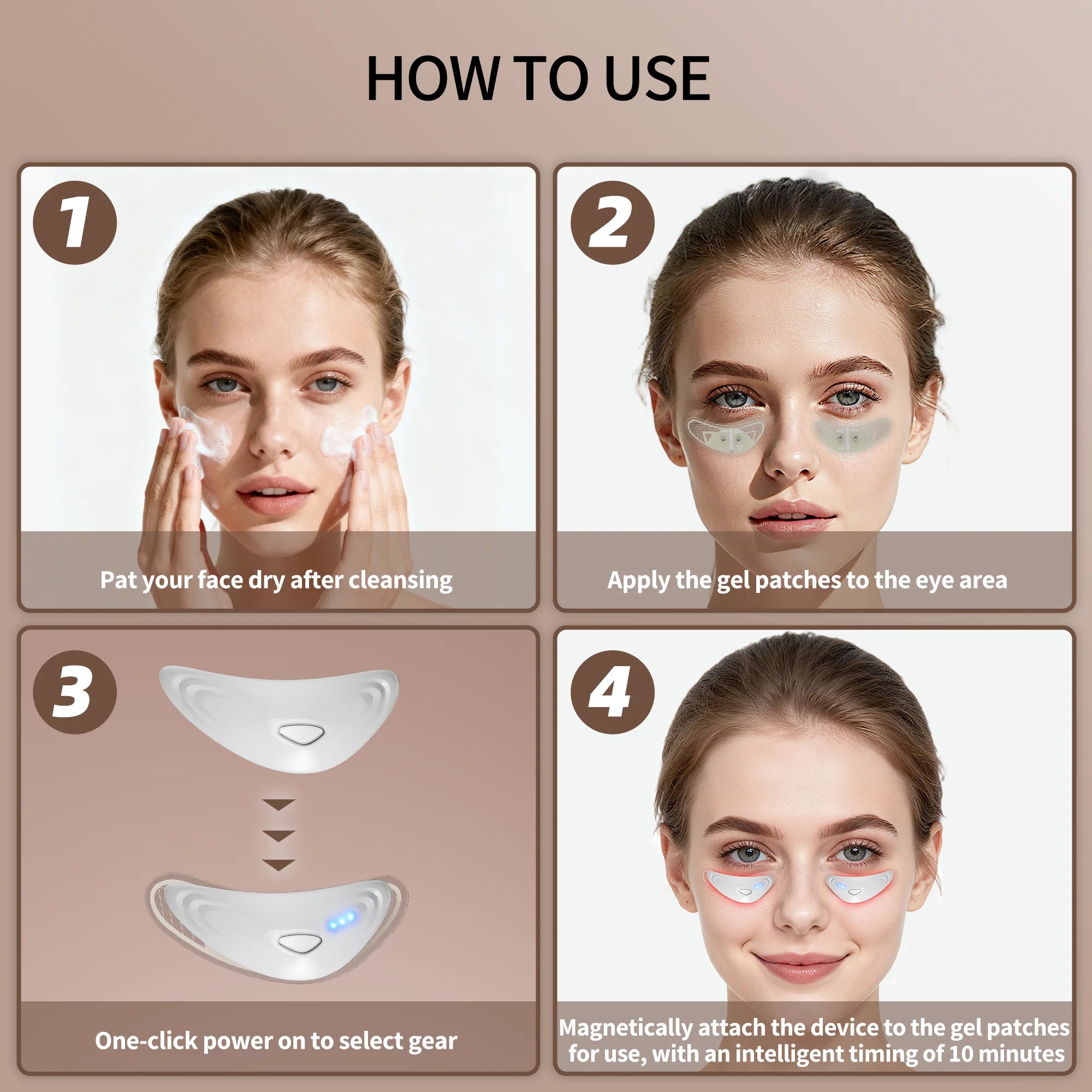 Red Light Microcurrent Under Eye Massager for Dark Circles - 5