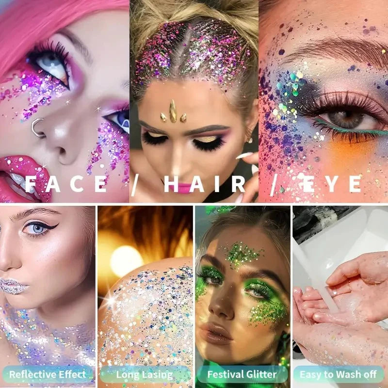 Sparkling Glitter Gel for Face, Body, and Hair
