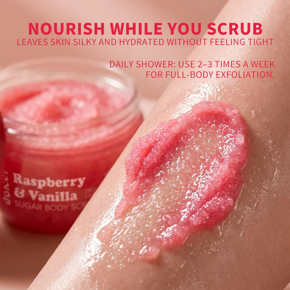 Raspberry Vanilla Sugar Body Scrub for Smooth Exfoliated Skin - 4