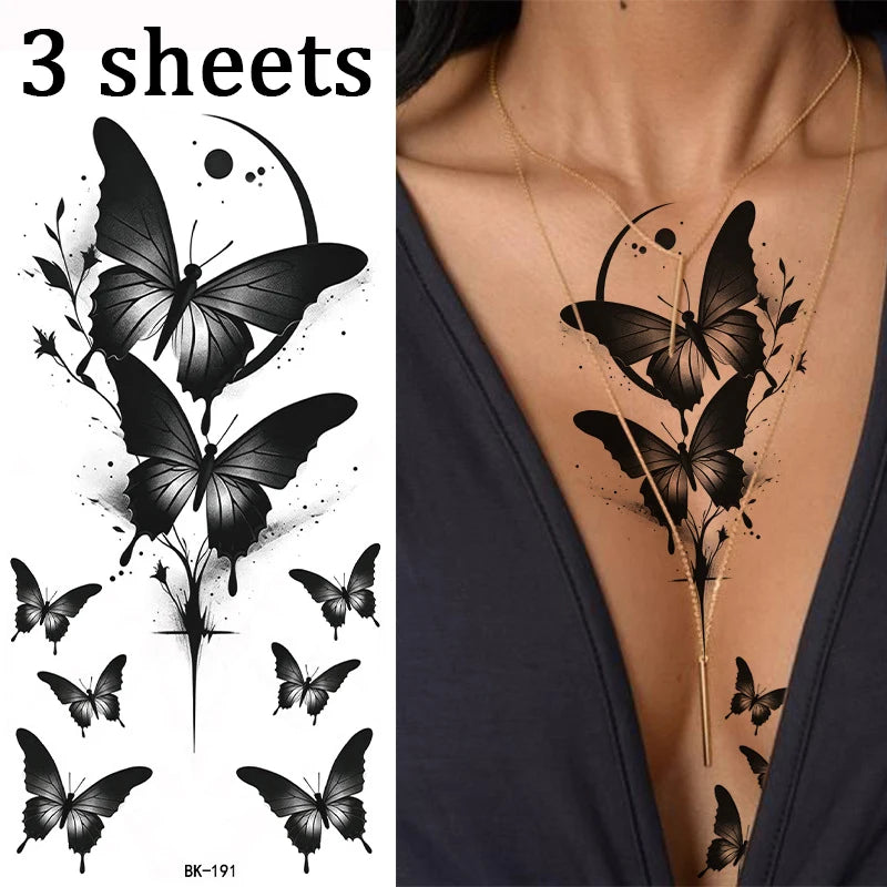 Semi-Permanent Butterfly Temporary Tattoo Set