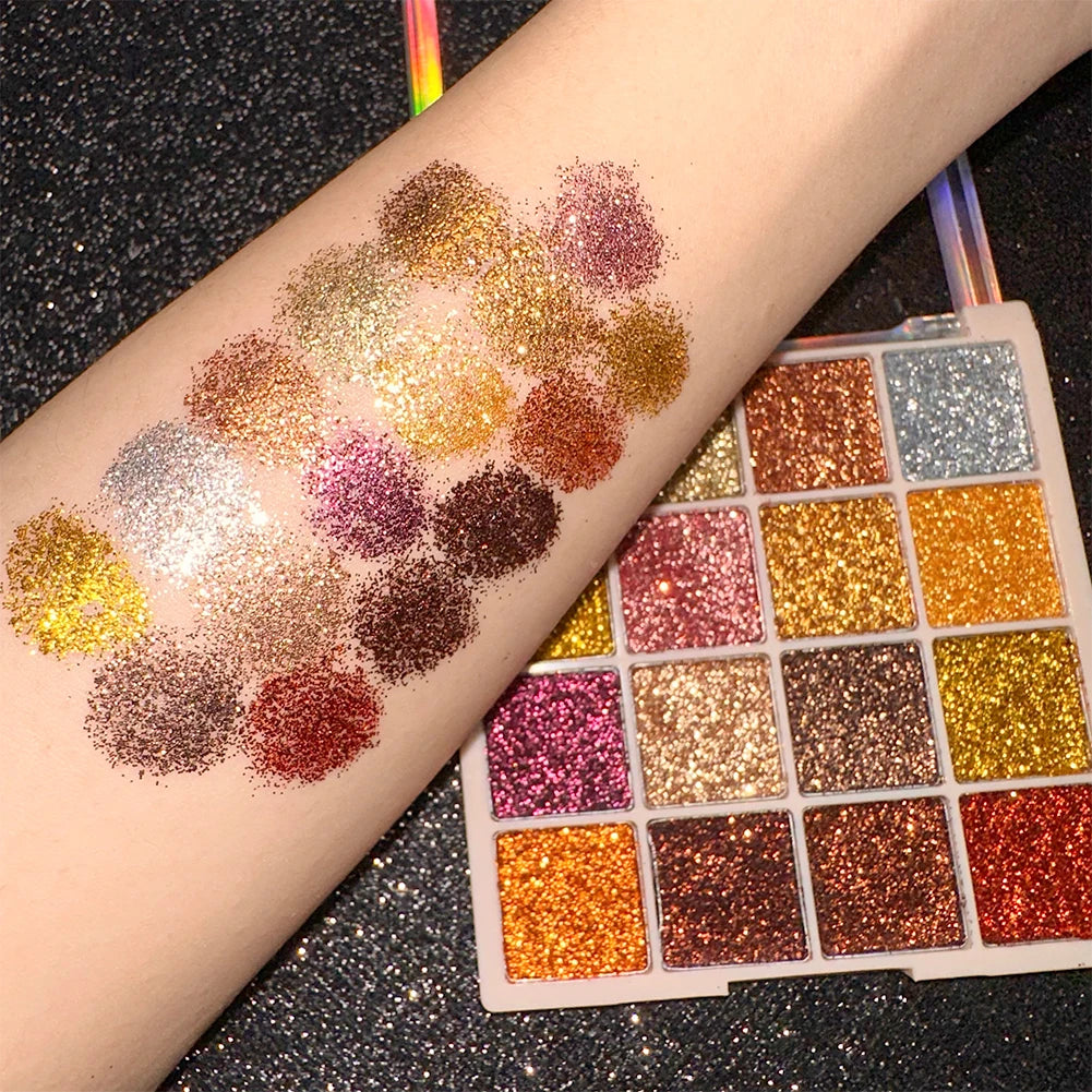 16-Color Glitter Sequin Eyeshadow Palette for Shimmer Makeup - 21