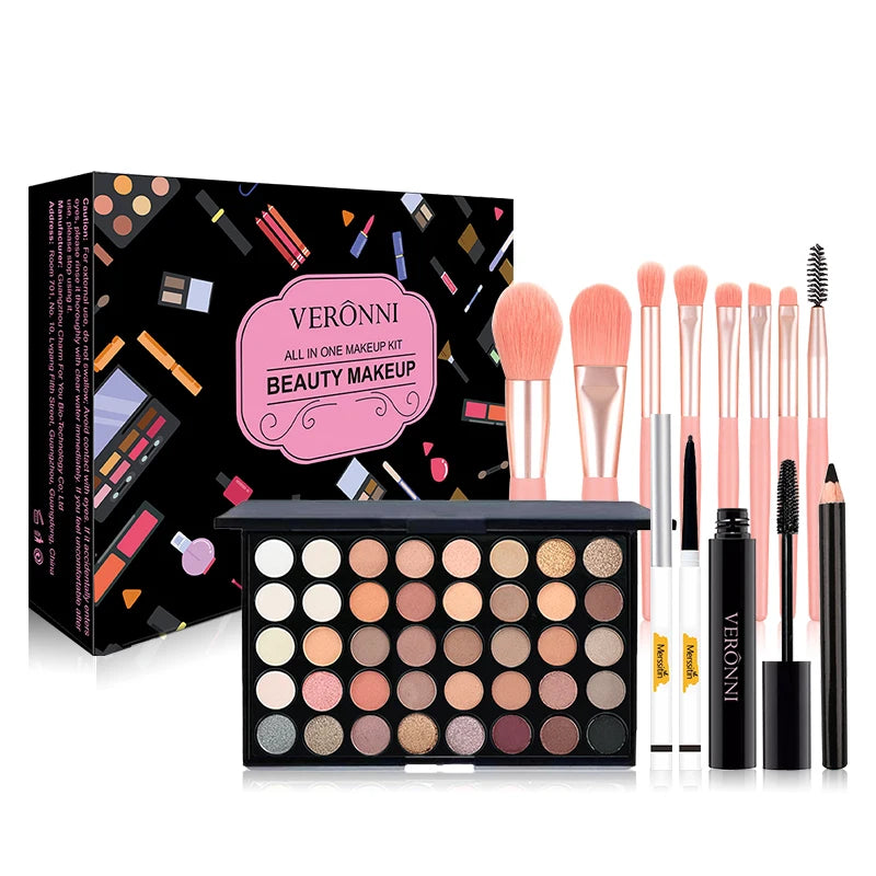 All-in-One Professional Eyeshadow and Makeup Brush Set - 14