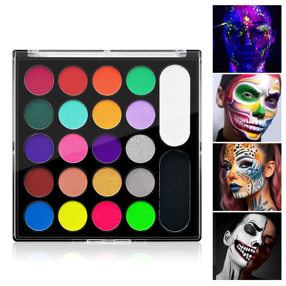 22-Color Professional Neon Face and Body Paint Palette