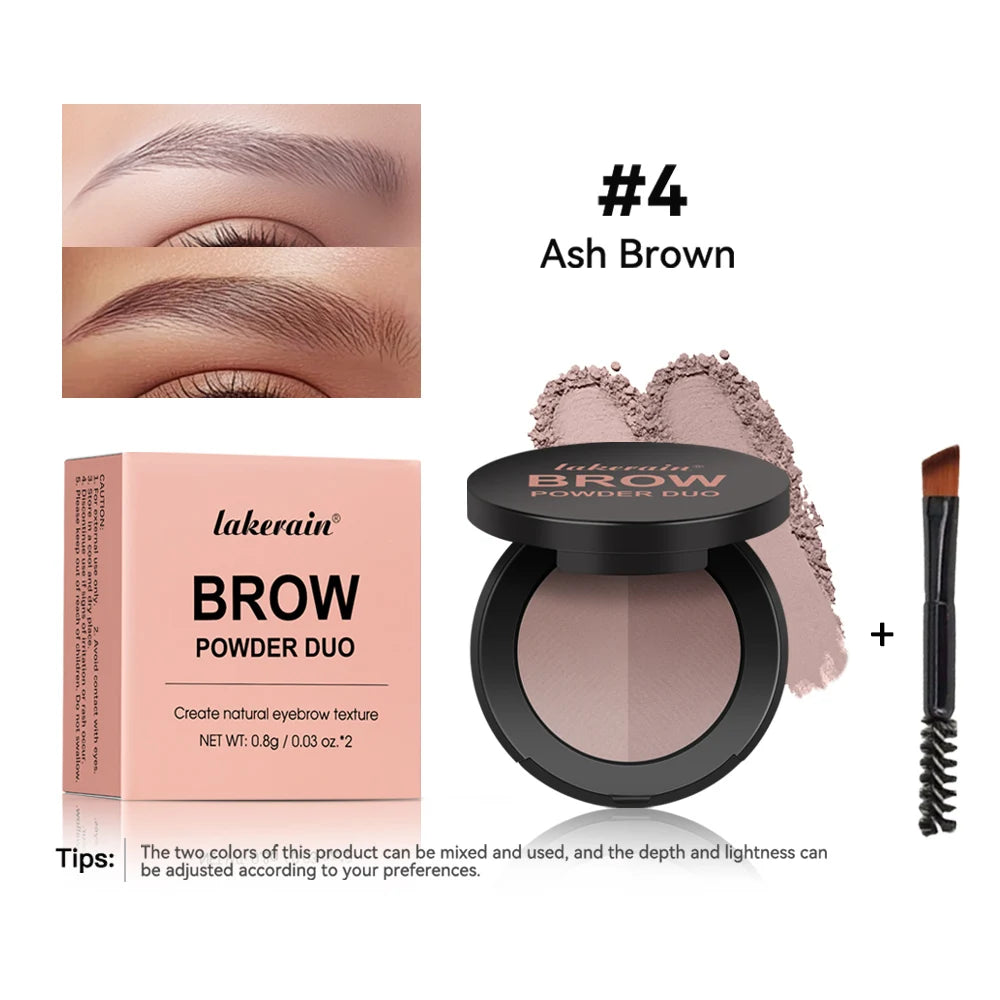 Dual-Tone Eyebrow Powder Palette with Brush - 18