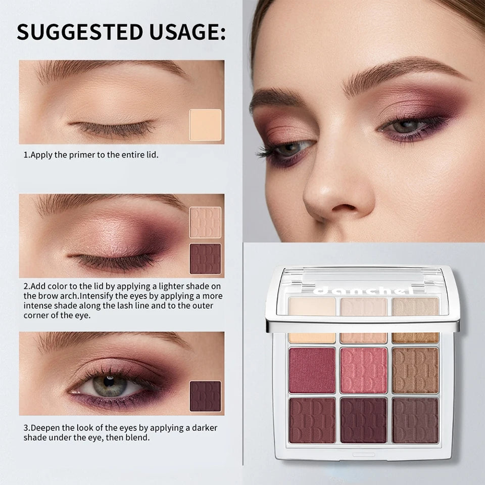 9-Color Professional Eyeshadow Palette for Daily and Party Looks