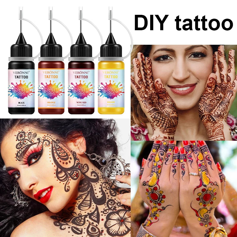 Long-Lasting Temporary Black Henna Tattoo Gel for Body Art