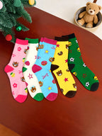 Men's Cartoon Teddy Bear Mid-Calf Crew Socks