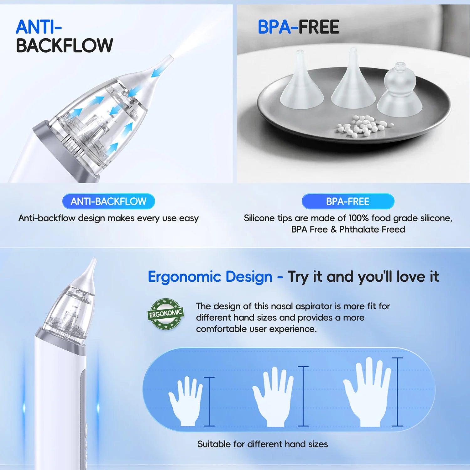 Electric Baby Nasal Aspirator with Music and 3 Suction Modes - 9