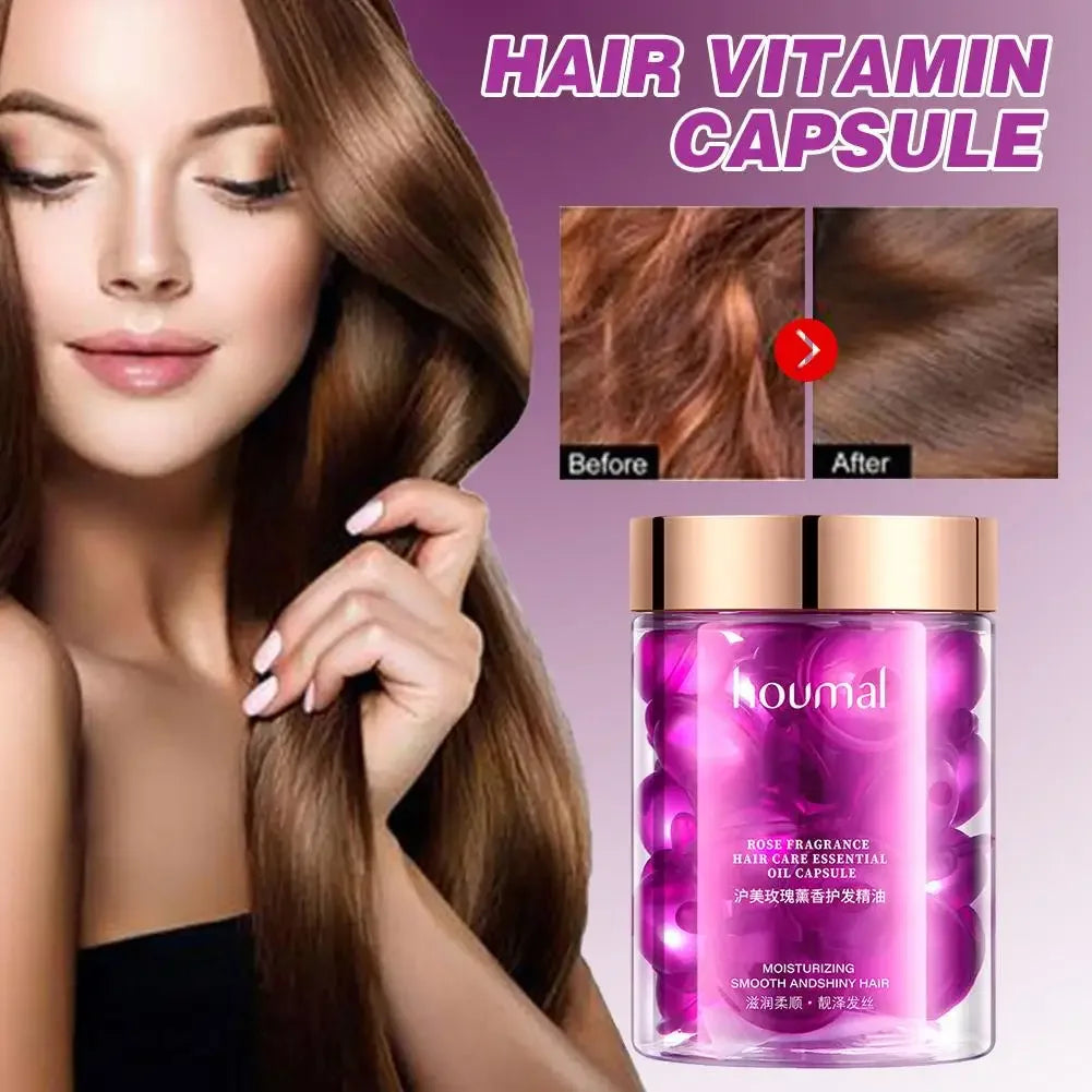 Rose Essential Oil Hair Repair Capsules for Dry Frizzy Hair - 5