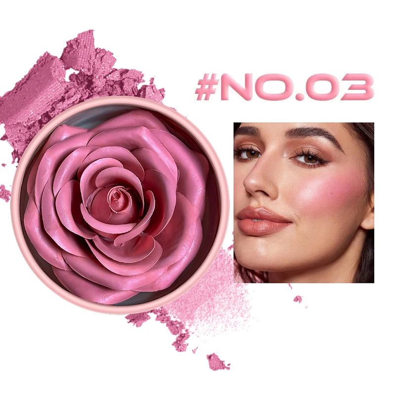 3D Rose Petal Blush Highlighter for Radiant Natural Complexion