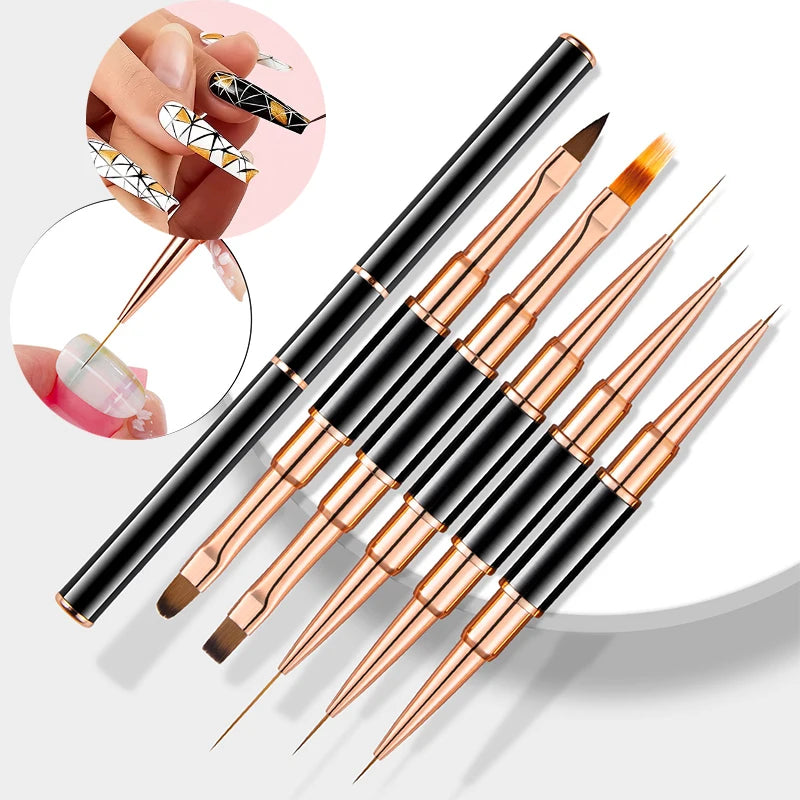 Dual-End Nail Art Liner Brush Set for Precise DIY Manicures