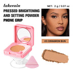 Oil-Control Pressed Powder Compact with Integrated Phone Grip
