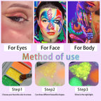 10-Color Neon UV Glow-in-the-Dark Face and Eye Makeup Palette