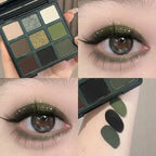 9-Color Olive Green Smokey Eyeshadow Palette