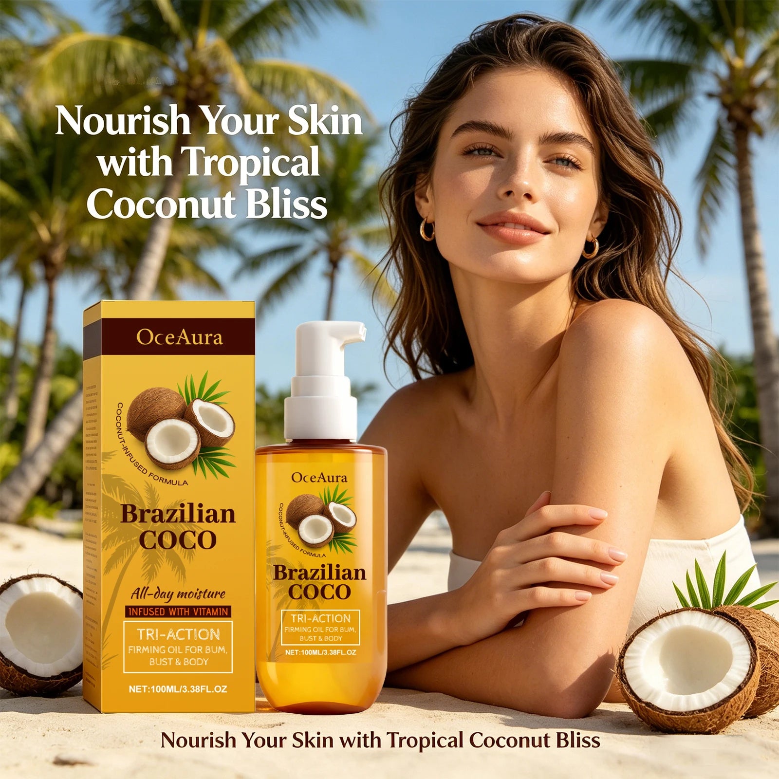 Coconut Body Firming Oil for Skin Hydration and Elasticity - 5