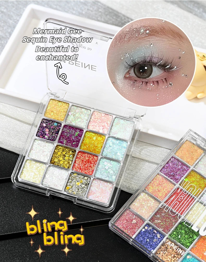 Glitter Sequin Eyeshadow Palette for Festivals and Parties