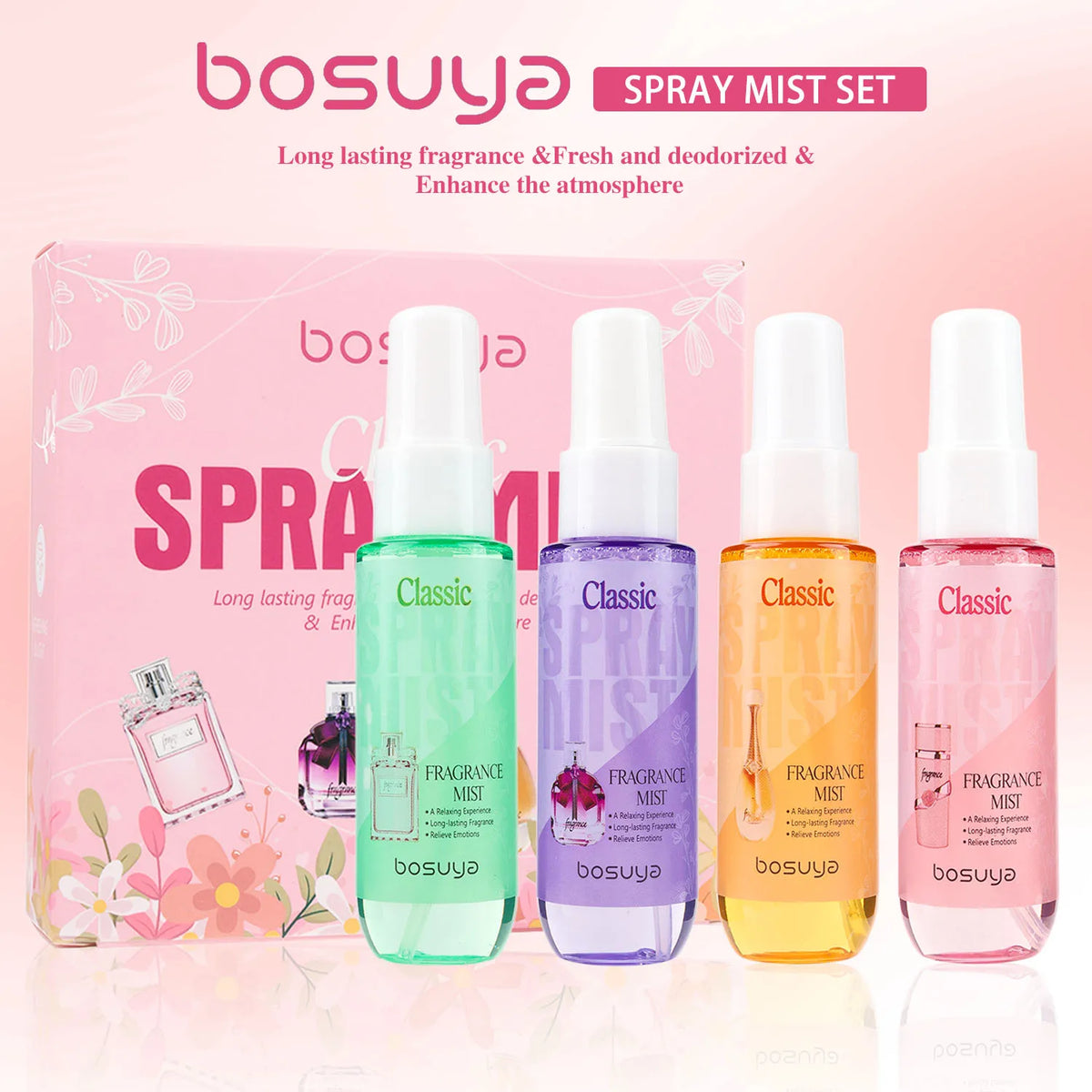 4-Piece Long-Lasting Floral Fragrance Mist Set