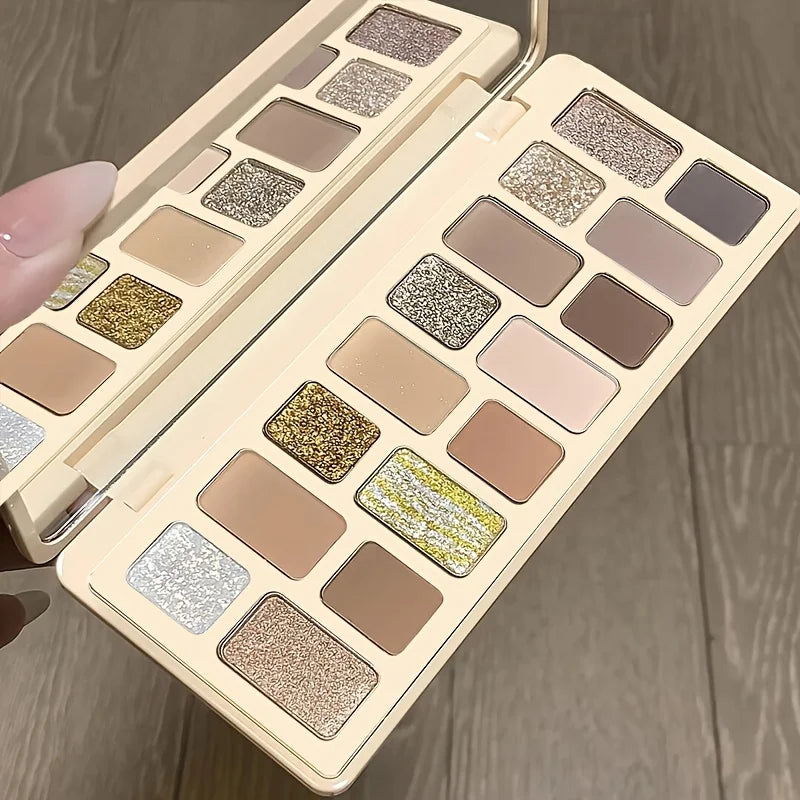 16-Color Pearlescent Eyeshadow Palette for Everyday Makeup