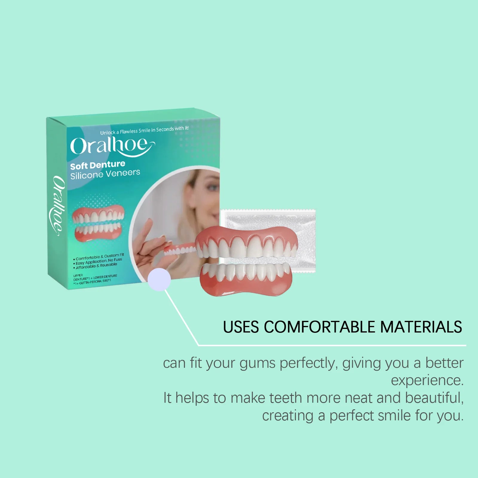 Flexible Cosmetic Silicone Denture Set for Instant Smile - 11