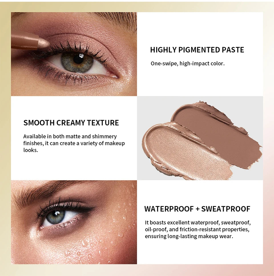 Waterproof Cream Eyeshadow Stick for Long-Lasting Eye Makeup