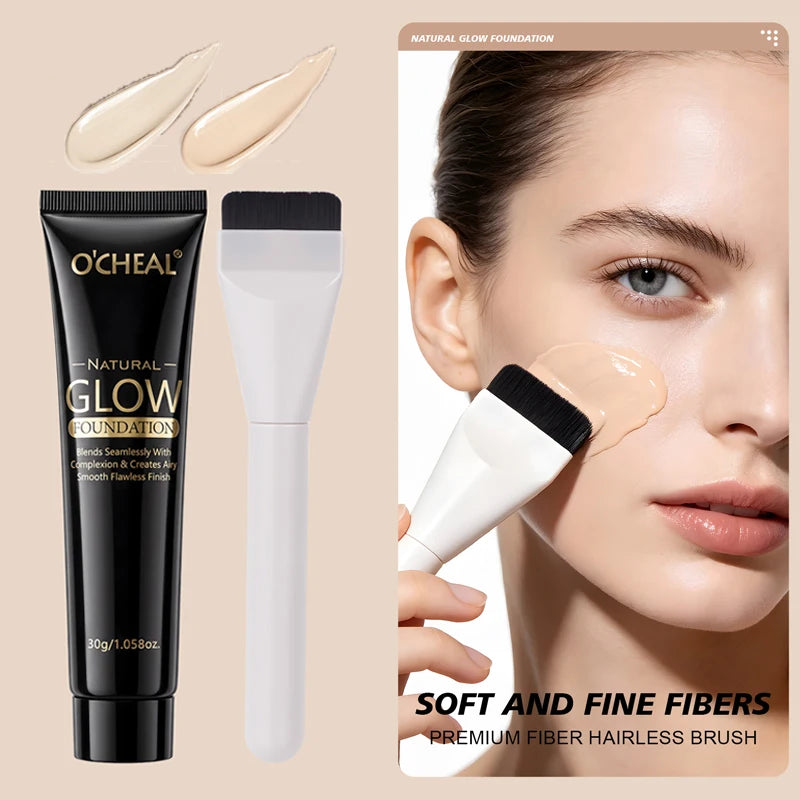 Waterproof Natural Glow Liquid Foundation with Brush