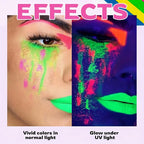UV Neon Face and Body Paint Palette for Parties and Halloween