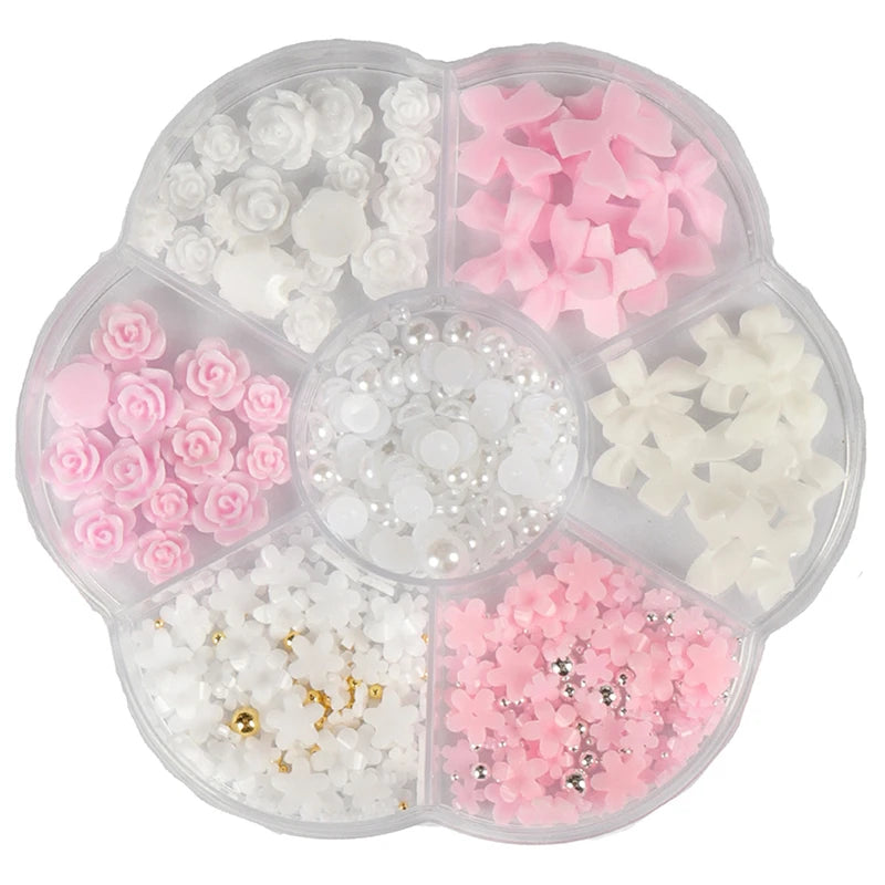 3D Bow and Flower Nail Art Decoration Set