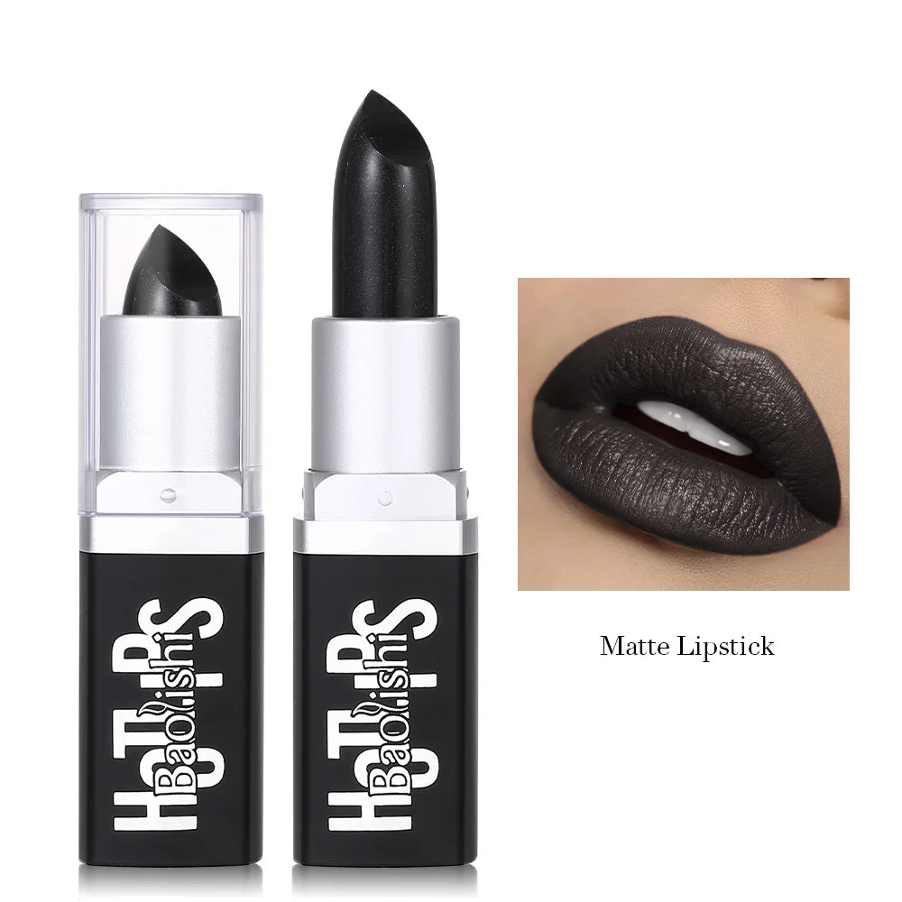 Matte Black Waterproof Lipstick for Halloween and Costume Makeup - 11