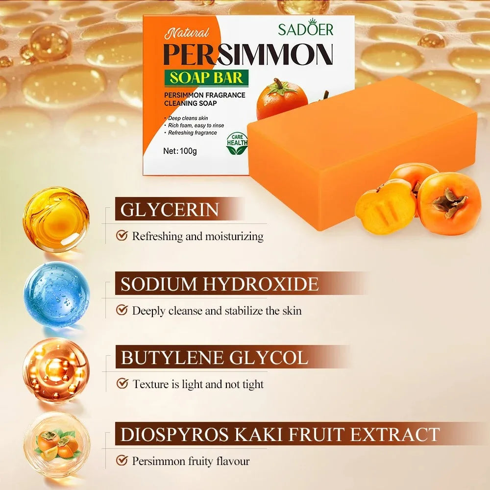 Natural Persimmon Exfoliating Cleansing Soap Bar - 8
