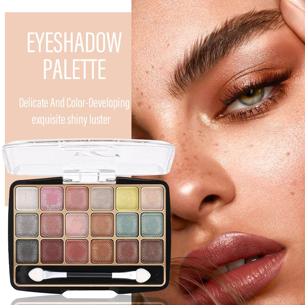 18-Color Glitter and Matte Eyeshadow Makeup Palette - 1