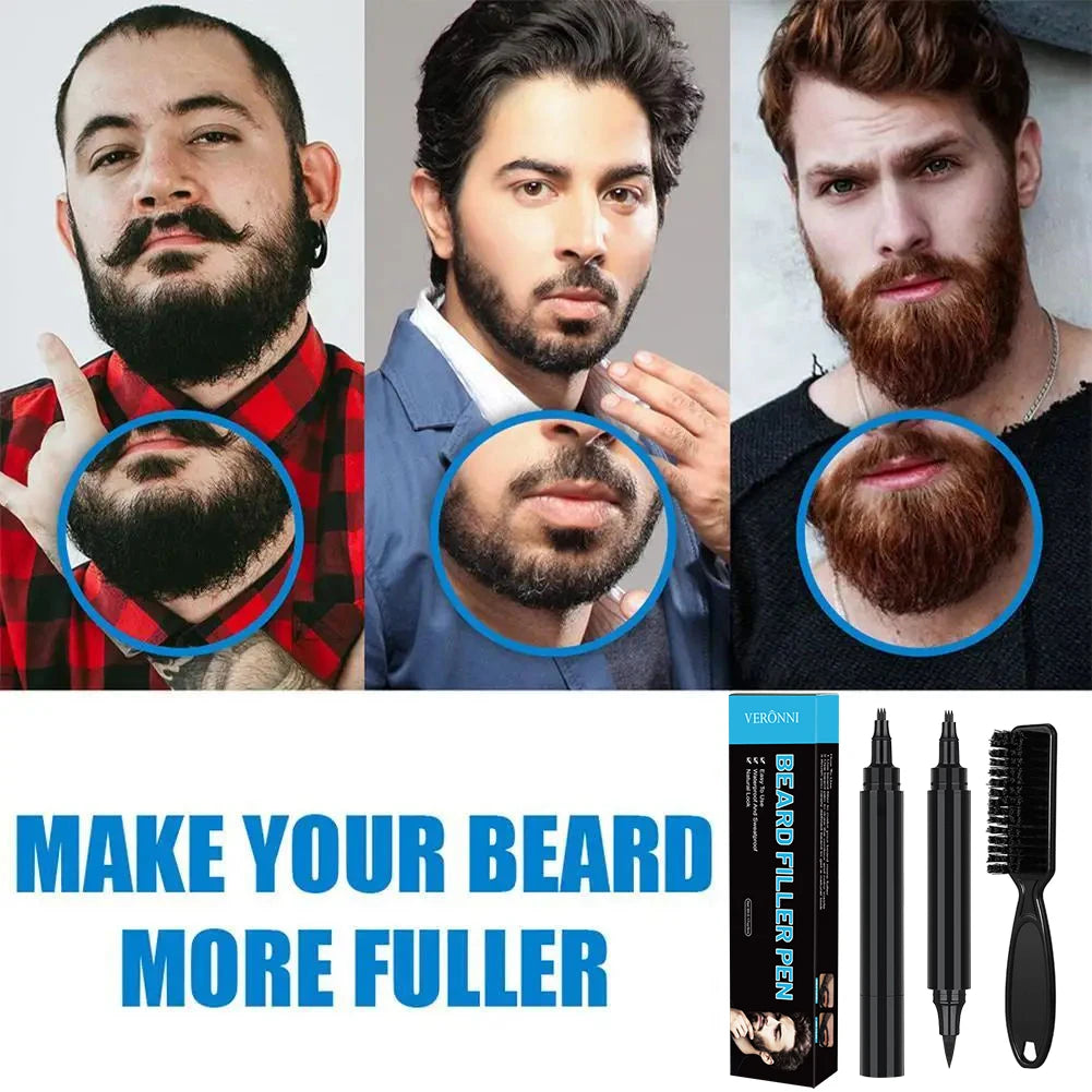 Waterproof Beard Filling Pen and Brush Set