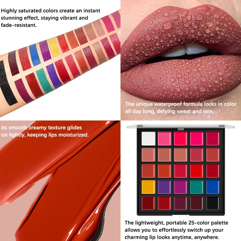 25-Shade Professional Moisturizing Lipstick and Lip Gloss Palette