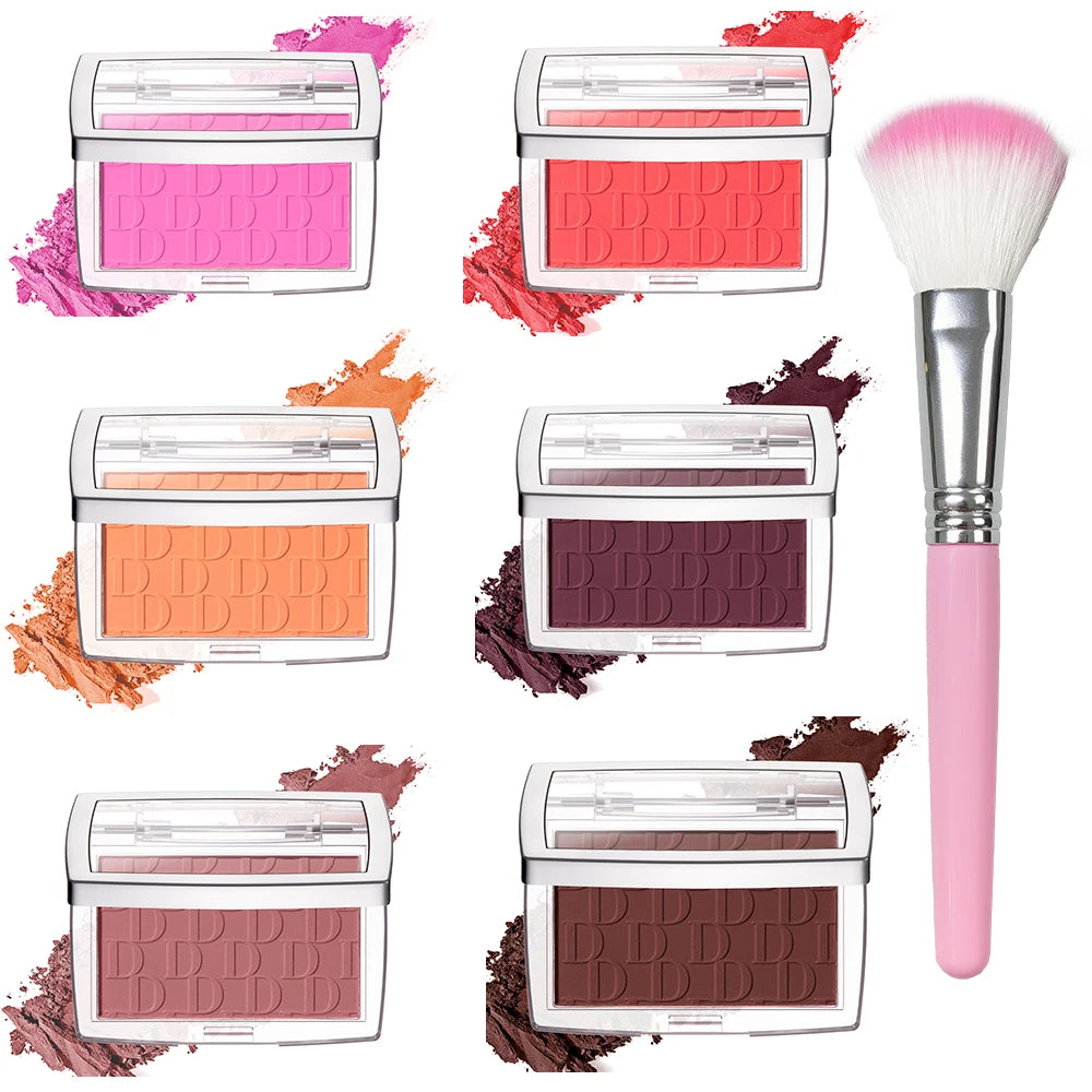 Matte Embossed Blush Palette with Professional Brush