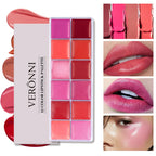 12-Color Moisturizing Lip Gloss Palette for Long-Lasting Makeup