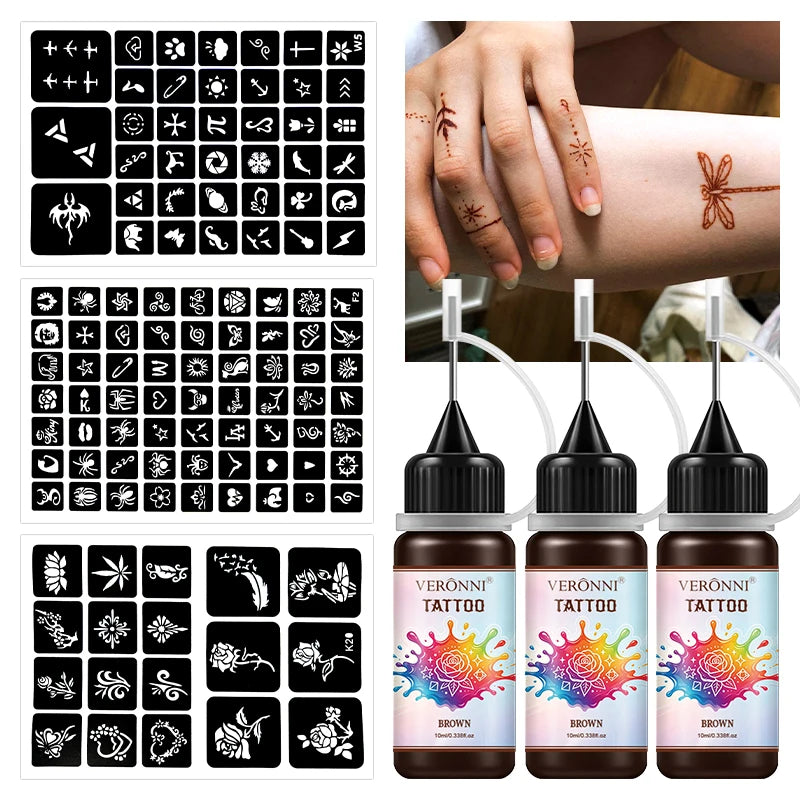 Temporary Tattoo Ink Kit with Stencils for DIY Body Art - 29