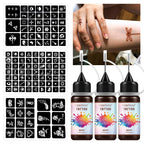 Temporary Tattoo Ink Kit with Stencils for DIY Body Art