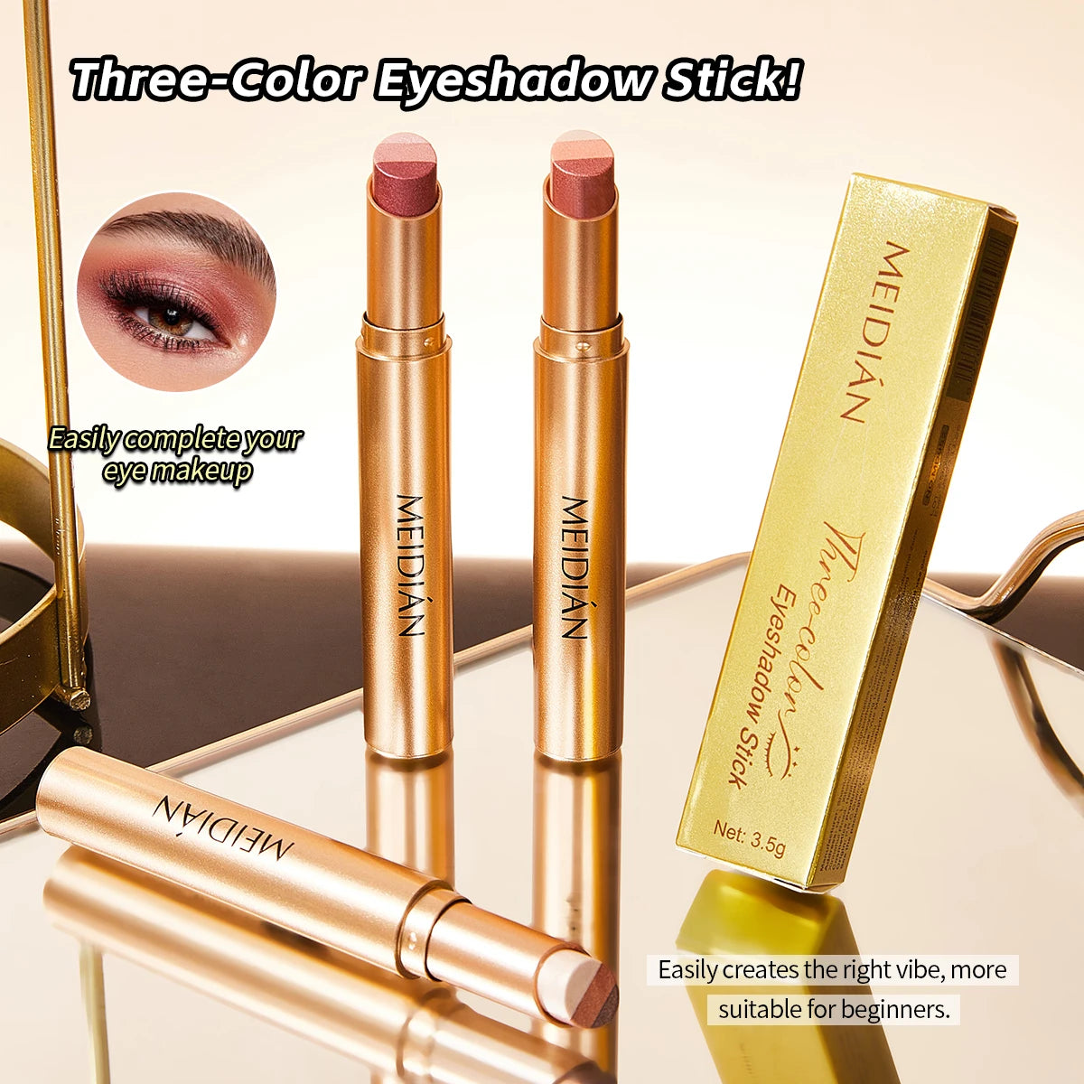 Three-Tone Gradient Eyeshadow Stick for Beginners