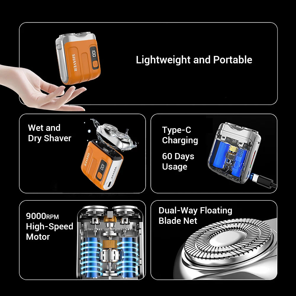 Portable Electric Rotary Shaver for Men