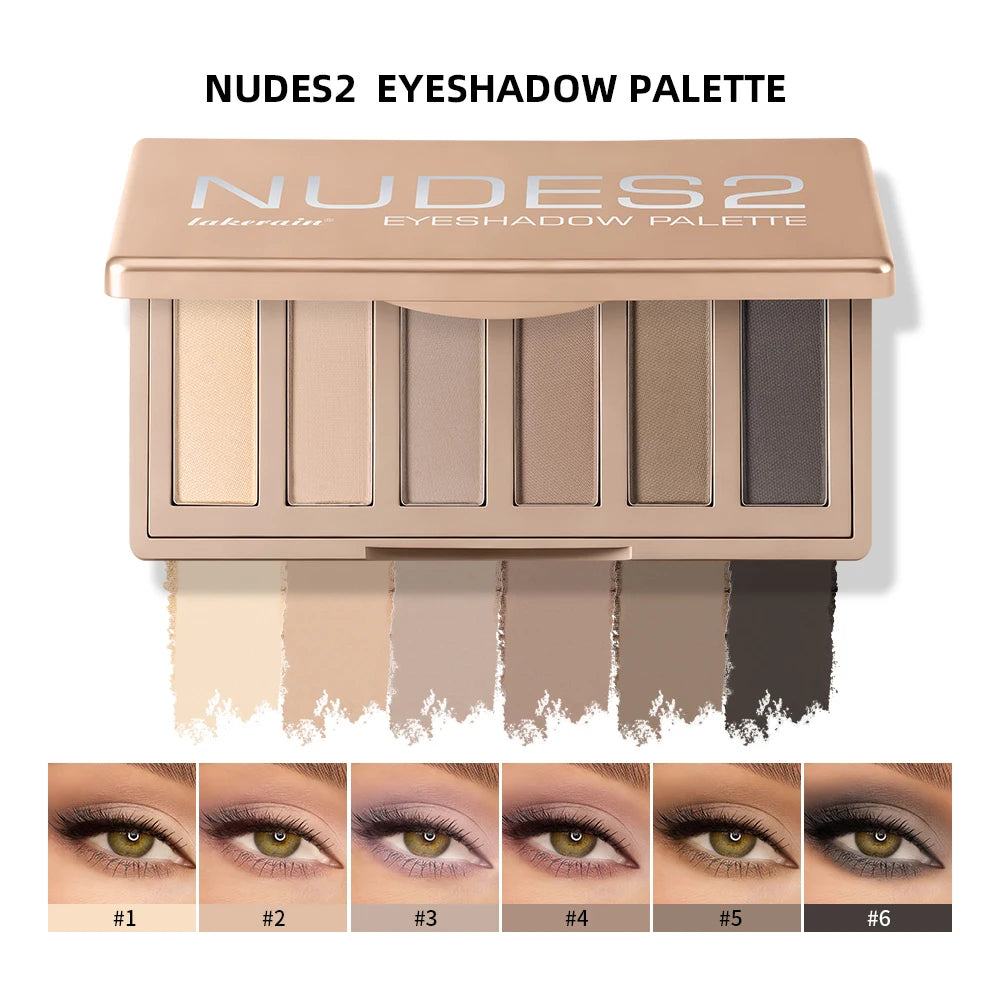 6-Color Matte Neutral Eyeshadow Palette with Brush Set