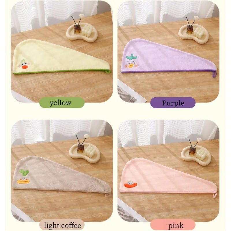 Cute Cartoon Quick-Dry Hair Towel Wrap for Women